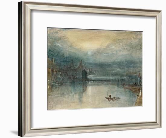 Lucerne by Moonlight: Sample Study, Circa 1842-3, Watercolour on Paper-JMW Turner-Framed Giclee Print