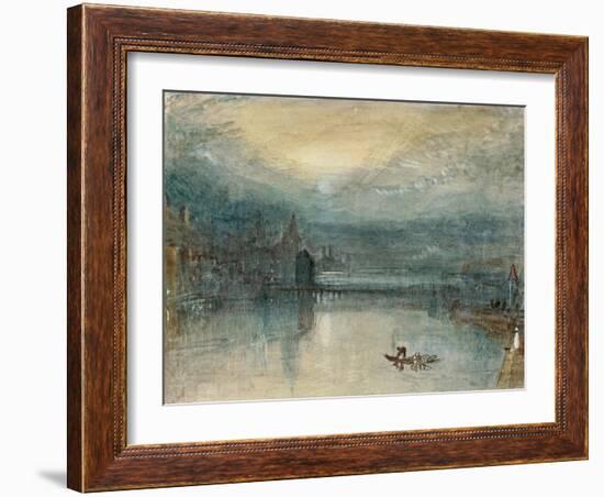 Lucerne by Moonlight: Sample Study, Circa 1842-3, Watercolour on Paper-JMW Turner-Framed Giclee Print