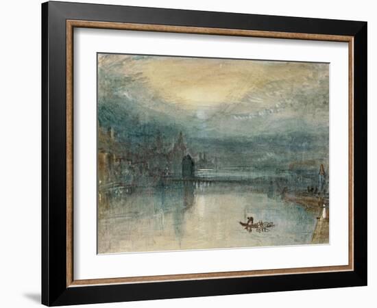 Lucerne by Moonlight: Sample Study, Circa 1842-3, Watercolour on Paper-JMW Turner-Framed Giclee Print