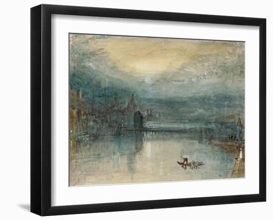 Lucerne by Moonlight: Sample Study, Circa 1842-3, Watercolour on Paper-JMW Turner-Framed Giclee Print