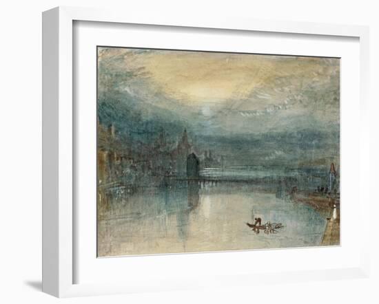 Lucerne by Moonlight: Sample Study, Circa 1842-3, Watercolour on Paper-JMW Turner-Framed Giclee Print