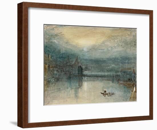 Lucerne by Moonlight: Sample Study, Circa 1842-3, Watercolour on Paper-JMW Turner-Framed Giclee Print