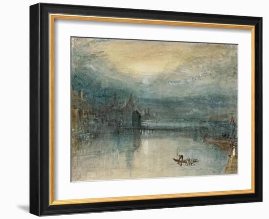 Lucerne by Moonlight: Sample Study, Circa 1842-3, Watercolour on Paper-JMW Turner-Framed Giclee Print