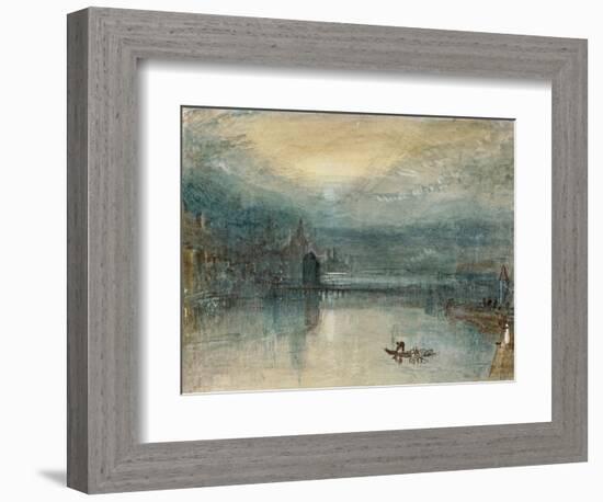 Lucerne by Moonlight: Sample Study, Circa 1842-3, Watercolour on Paper-JMW Turner-Framed Giclee Print