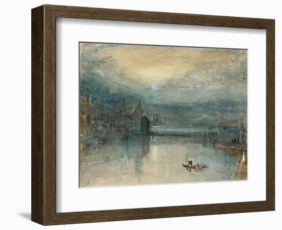 Lucerne by Moonlight: Sample Study, Circa 1842-3, Watercolour on Paper-JMW Turner-Framed Giclee Print