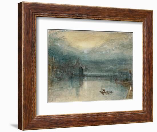 Lucerne by Moonlight: Sample Study, Circa 1842-3, Watercolour on Paper-JMW Turner-Framed Giclee Print