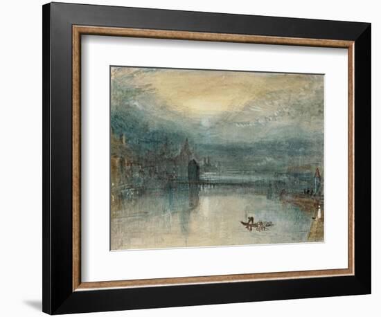 Lucerne by Moonlight: Sample Study, Circa 1842-3, Watercolour on Paper-JMW Turner-Framed Giclee Print