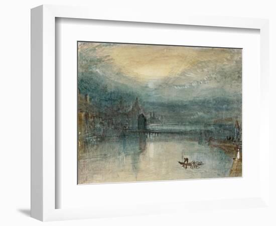 Lucerne by Moonlight: Sample Study, Circa 1842-3, Watercolour on Paper-JMW Turner-Framed Giclee Print