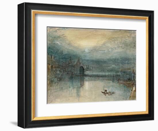 Lucerne by Moonlight: Sample Study, Circa 1842-3, Watercolour on Paper-JMW Turner-Framed Giclee Print
