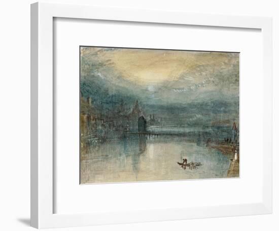 Lucerne by Moonlight: Sample Study, Circa 1842-3, Watercolour on Paper-JMW Turner-Framed Premium Giclee Print