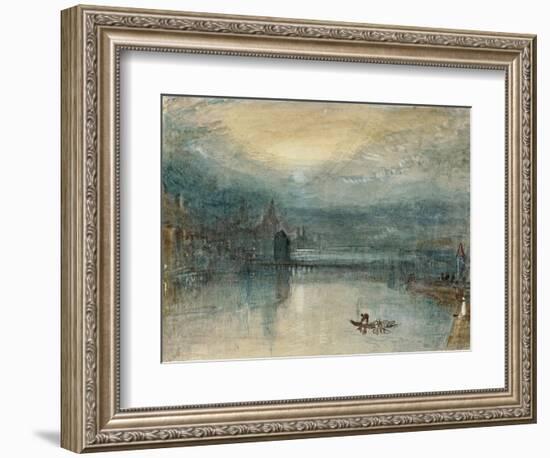 Lucerne by Moonlight: Sample Study, Circa 1842-3, Watercolour on Paper-JMW Turner-Framed Premium Giclee Print