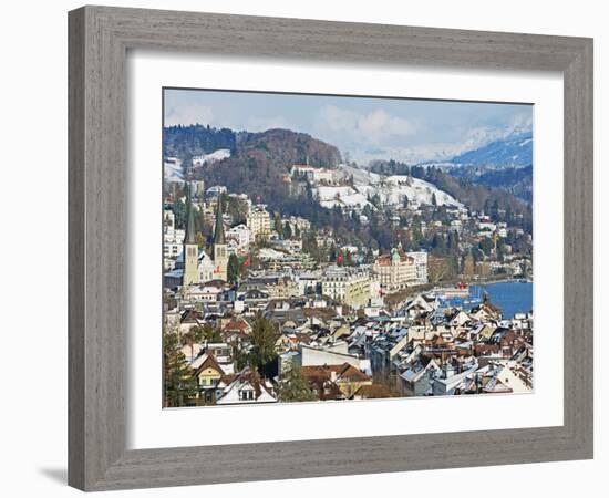 Lucerne on Lake Lucerne, Lucerne, Switzerland, Europe-Christian Kober-Framed Photographic Print