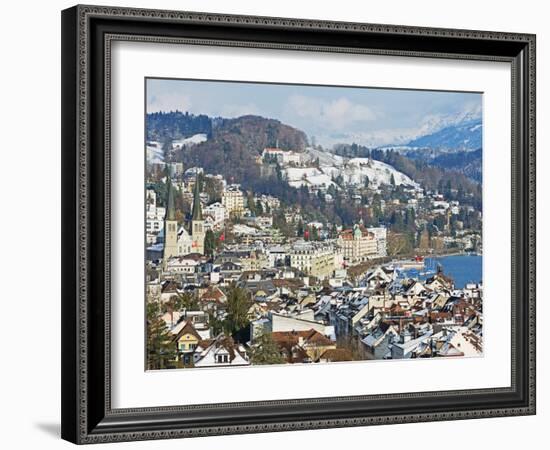 Lucerne on Lake Lucerne, Lucerne, Switzerland, Europe-Christian Kober-Framed Photographic Print