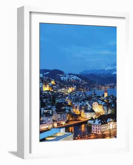 Lucerne on Lake Lucerne, Lucerne, Switzerland, Europe-Christian Kober-Framed Photographic Print