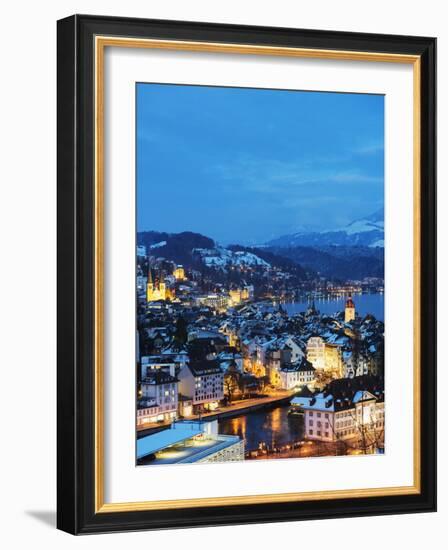 Lucerne on Lake Lucerne, Lucerne, Switzerland, Europe-Christian Kober-Framed Photographic Print