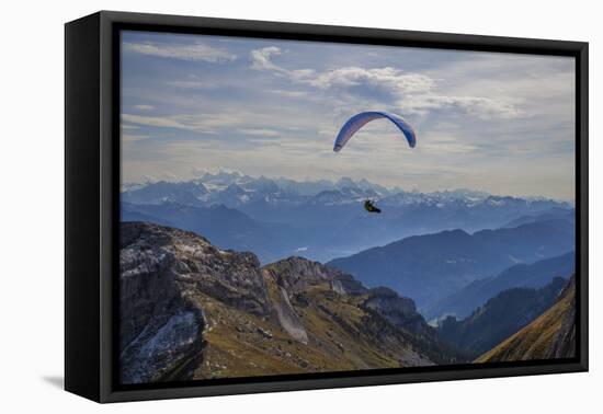 Lucerne, Switzerland. Paragliding off Mt. Pilatus.-Michele Niles-Framed Premier Image Canvas