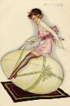 Lightly-Dressed Girl Riding an Egg-Luciano Achille-Art Print