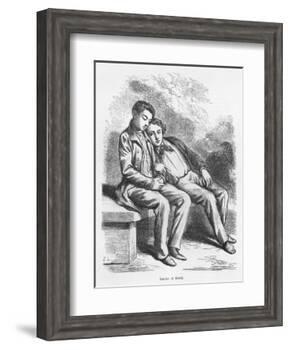 Lucien De Rubempre and David Sechard, Illustration from 'Les Illusions Perdues' by Honore De Balzac-French School-Framed Premium Giclee Print