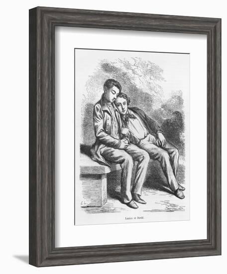 Lucien De Rubempre and David Sechard, Illustration from 'Les Illusions Perdues' by Honore De Balzac-French School-Framed Premium Giclee Print