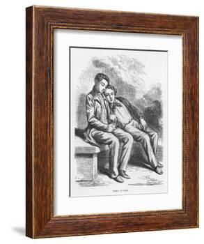 Lucien De Rubempre and David Sechard, Illustration from 'Les Illusions Perdues' by Honore De Balzac-French School-Framed Premium Giclee Print