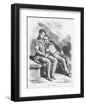 Lucien De Rubempre and David Sechard, Illustration from 'Les Illusions Perdues' by Honore De Balzac-French School-Framed Premium Giclee Print
