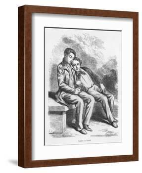 Lucien De Rubempre and David Sechard, Illustration from 'Les Illusions Perdues' by Honore De Balzac-French School-Framed Premium Giclee Print