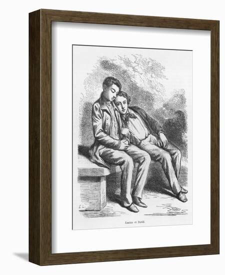 Lucien De Rubempre and David Sechard, Illustration from 'Les Illusions Perdues' by Honore De Balzac-French School-Framed Premium Giclee Print