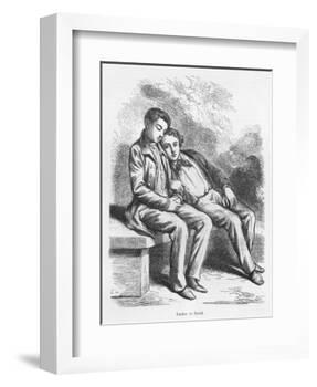 Lucien De Rubempre and David Sechard, Illustration from 'Les Illusions Perdues' by Honore De Balzac-French School-Framed Premium Giclee Print