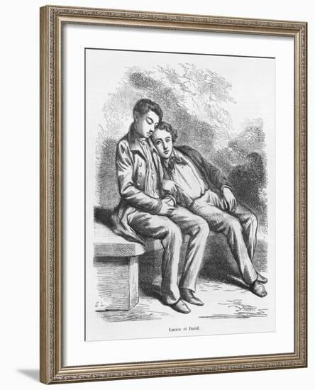 Lucien De Rubempre and David Sechard, Illustration from 'Les Illusions Perdues' by Honore De Balzac-French School-Framed Giclee Print