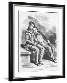 Lucien De Rubempre and David Sechard, Illustration from 'Les Illusions Perdues' by Honore De Balzac-French School-Framed Giclee Print