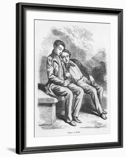 Lucien De Rubempre and David Sechard, Illustration from 'Les Illusions Perdues' by Honore De Balzac-French School-Framed Giclee Print