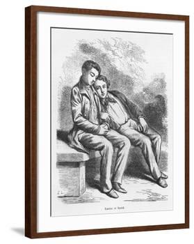 Lucien De Rubempre and David Sechard, Illustration from 'Les Illusions Perdues' by Honore De Balzac-French School-Framed Giclee Print