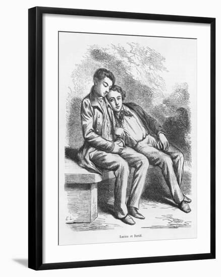 Lucien De Rubempre and David Sechard, Illustration from 'Les Illusions Perdues' by Honore De Balzac-French School-Framed Giclee Print