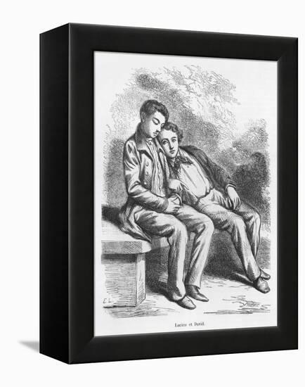Lucien De Rubempre and David Sechard, Illustration from 'Les Illusions Perdues' by Honore De Balzac-French School-Framed Premier Image Canvas