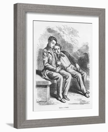 Lucien De Rubempre and David Sechard, Illustration from 'Les Illusions Perdues' by Honore De Balzac-French School-Framed Giclee Print