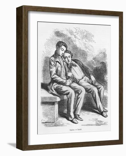 Lucien De Rubempre and David Sechard, Illustration from 'Les Illusions Perdues' by Honore De Balzac-French School-Framed Giclee Print