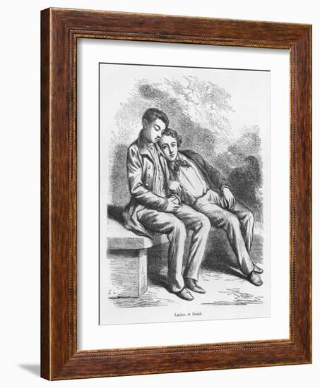 Lucien De Rubempre and David Sechard, Illustration from 'Les Illusions Perdues' by Honore De Balzac-French School-Framed Giclee Print