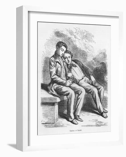 Lucien De Rubempre and David Sechard, Illustration from 'Les Illusions Perdues' by Honore De Balzac-French School-Framed Giclee Print