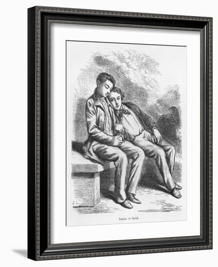 Lucien De Rubempre and David Sechard, Illustration from 'Les Illusions Perdues' by Honore De Balzac-French School-Framed Giclee Print