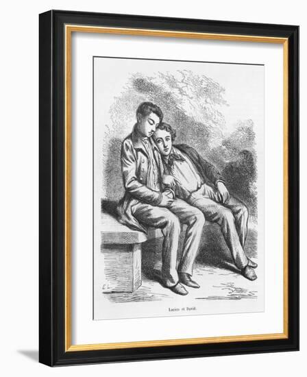 Lucien De Rubempre and David Sechard, Illustration from 'Les Illusions Perdues' by Honore De Balzac-French School-Framed Giclee Print