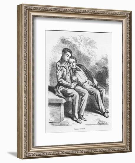 Lucien De Rubempre and David Sechard, Illustration from 'Les Illusions Perdues' by Honore De Balzac-French School-Framed Giclee Print