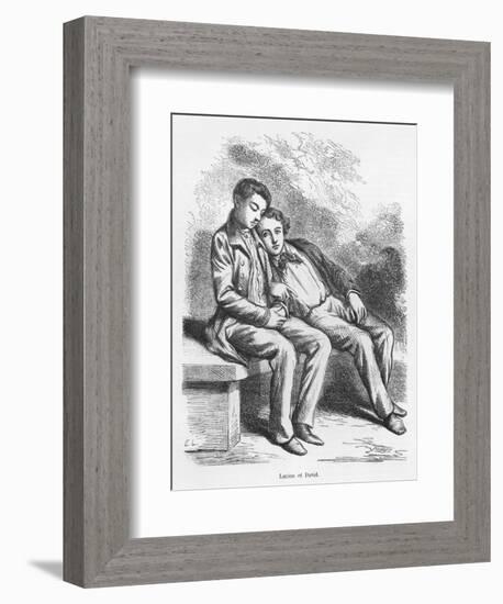 Lucien De Rubempre and David Sechard, Illustration from 'Les Illusions Perdues' by Honore De Balzac-French School-Framed Giclee Print