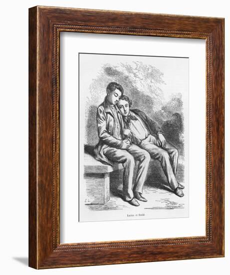 Lucien De Rubempre and David Sechard, Illustration from 'Les Illusions Perdues' by Honore De Balzac-French School-Framed Giclee Print