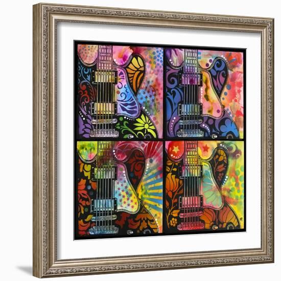 Lucille 4X, Guitars, Four Up, String Instruments, Music, Rock, Pop Art, 4 square, Psychedelic-Russo Dean-Framed Giclee Print