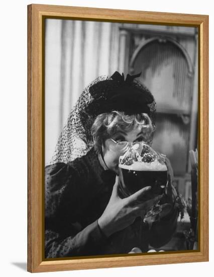 Lucille Ball Drinking Beer Between Scenes of a Skit in Show Called "The Good Years"-Leonard Mccombe-Framed Premier Image Canvas