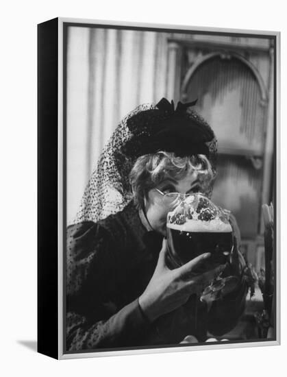 Lucille Ball Drinking Beer Between Scenes of a Skit in Show Called "The Good Years"-Leonard Mccombe-Framed Premier Image Canvas