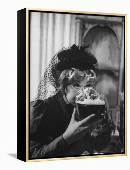 Lucille Ball Drinking Beer Between Scenes of a Skit in Show Called "The Good Years"-Leonard Mccombe-Framed Premier Image Canvas