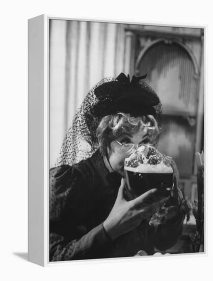 Lucille Ball Drinking Beer Between Scenes of a Skit in Show Called "The Good Years"-Leonard Mccombe-Framed Premier Image Canvas