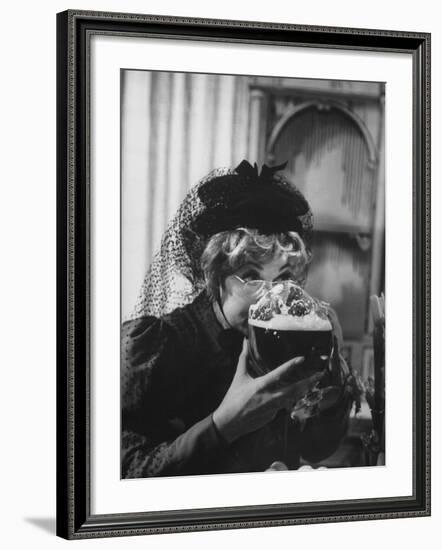 Lucille Ball Drinking Beer Between Scenes of a Skit in Show Called "The Good Years"-Leonard Mccombe-Framed Premium Photographic Print