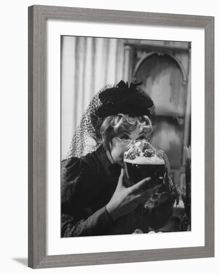 Lucille Ball Drinking Beer Between Scenes of a Skit in Show Called "The Good Years"-Leonard Mccombe-Framed Premium Photographic Print